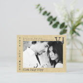 SchreibmaschinenSchriftart Save the Date Hochzeitf Ankündigungspostkarte (Stehend Vorderseite)