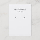 Schreibmaschinentext auf Weiß | Earring Display Ca Visitenkarte (Vorderseite)