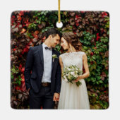 Schreibmaschinentext Verheiratet und Merry Wedding Keramikornament (Rückseite)