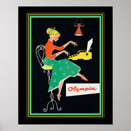 Schreibmaschinenwerbung Mitte des Jahrhunderts Poster (Vorne)