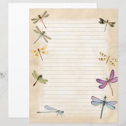 Schreibpapier für Libellen (Vorne/Hinten)