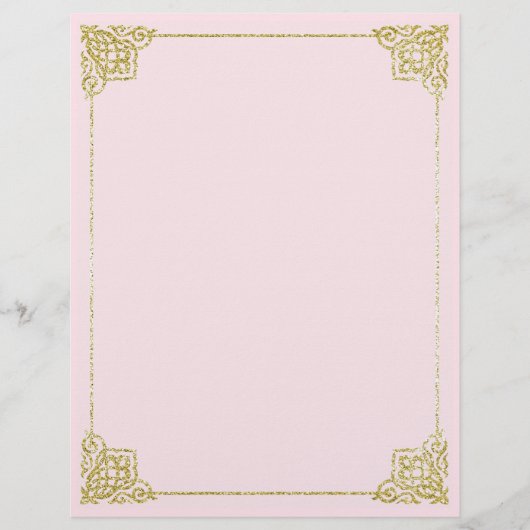 Schreibpapier, Gold und Rosa; Schreibpapier 8,5x11 (Vorderseite)
