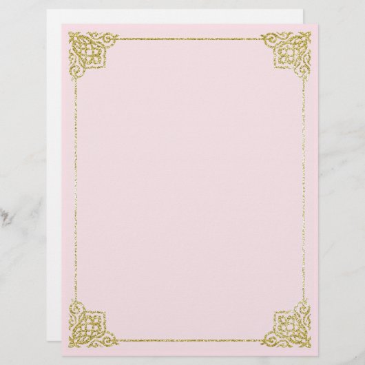 Schreibpapier, Gold und Rosa; Schreibpapier 8,5x11 (Vorne/Hinten)