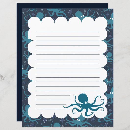 Schreibpapier mit Octopus (Vorne/Hinten)