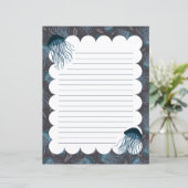 Schreibpapier mit Quallen (Stehend Vorderseite)