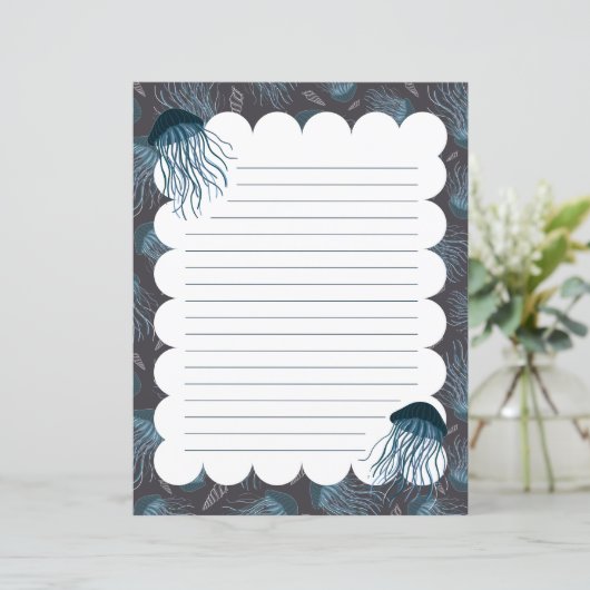 Schreibpapier mit Quallen (Stehend Vorderseite)