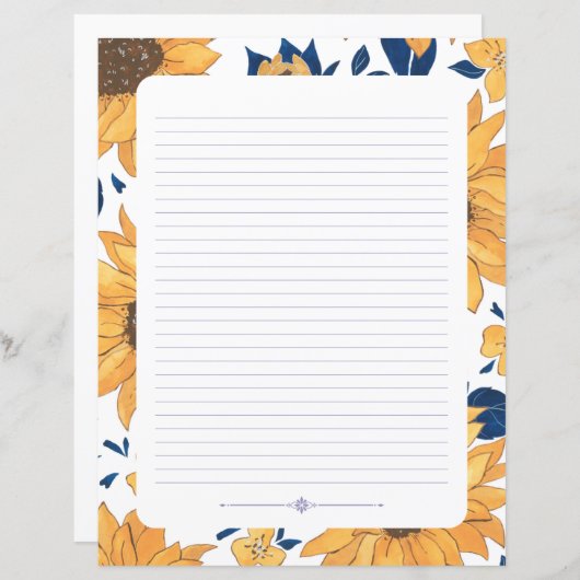 Schreibpapier - Sonnenblumen (Vorne/Hinten)