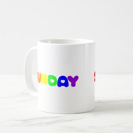 Schreibsonntag in Regenbogenfarben Kaffeetasse (Vorderseite Links)