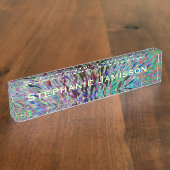 Schreibtisch, Abstrakt Retro Namensplakette (Seite)