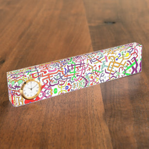 Schreibtisch Art Clock Namensplakette