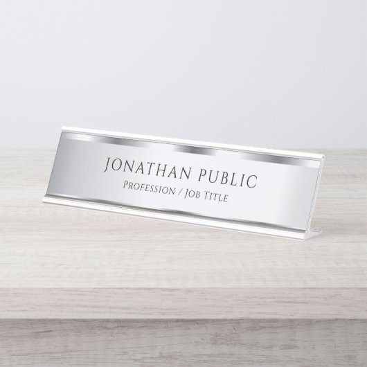 Schreibtisch Beschriftungsschild Silver Look Glamo Schreibtischnamensplakette (Vorderseite )