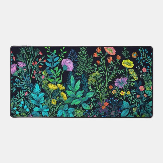 Schreibtisch, bunte Wildblumen im dunklen Hintergr Schreibtischunterlage (Vorderseite)