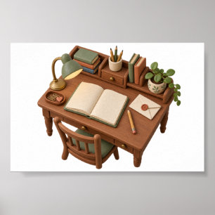 Schreibtisch der kleinen Freuden-Schreibnische 6x4 Poster
