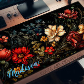 Schreibtisch, dunkle Wildblumen, Personalisiert Schreibtischunterlage