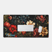 Schreibtisch, dunkle Wildblumen, Personalisiert Schreibtischunterlage (Tastatur & Maus)