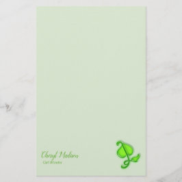 Schreibtisch - grünes 3D-Blatt mit Namen Briefpapier