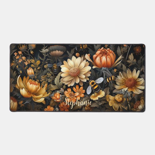 Schreibtisch, Hummeln und Wildblumen Personalisier Schreibtischunterlage (Vorderseite)