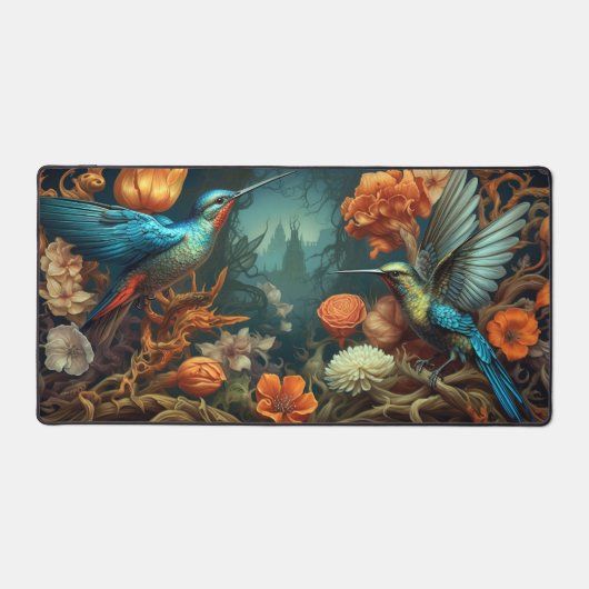 Schreibtisch, Hummingvögel in Aquamarinen und Wild Schreibtischunterlage (Vorderseite)