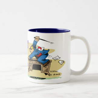 Schreibtisch-Jockey-Kaffee-Tasse Zweifarbige Tasse