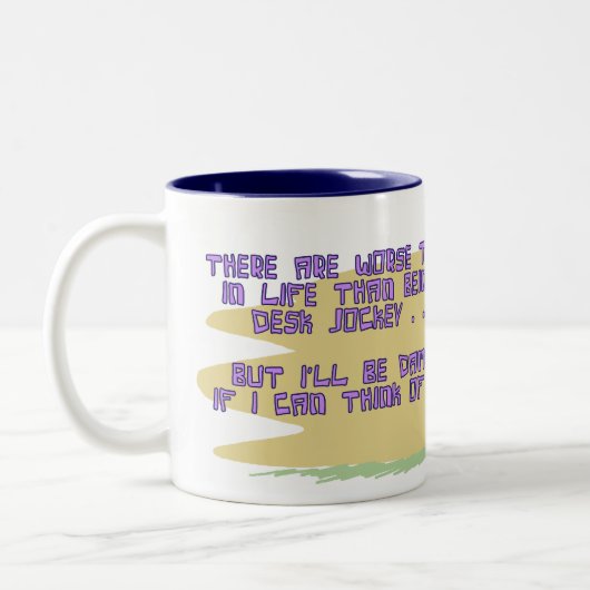 Schreibtisch-Jockey-Kaffee-Tasse Zweifarbige Tasse (Links)