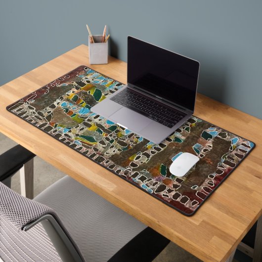 Schreibtisch Mat in Brauntönen, Blues und Grüntöne Schreibtischunterlage (Büro 2)