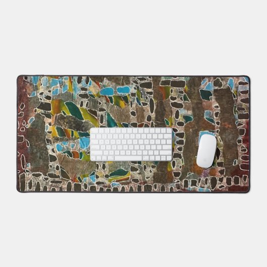 Schreibtisch Mat in Brauntönen, Blues und Grüntöne Schreibtischunterlage (Tastatur & Maus)