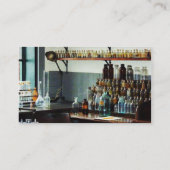 Schreibtisch mit Chemikalienflaschen Visitenkarte (Rückseite)