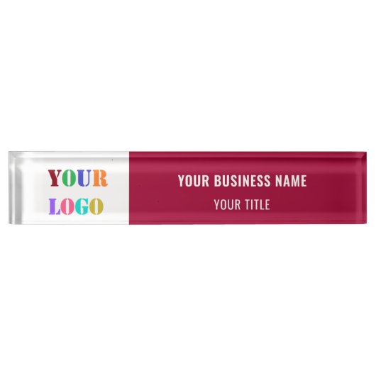 Schreibtisch mit Firmennamen Vorlage für Ihre Farb Namensplakette (Vorderseite)