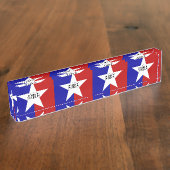 Schreibtisch mit Flag San Antonio, USA Namensplakette (Seite)