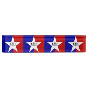 Schreibtisch mit Flag San Antonio, USA Namensplakette