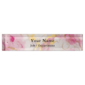 Schreibtisch mit Führungskraft aus rosa und goldfa Namensplakette (Vorderseite)