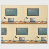 Schreibtisch mit Laptop und Kaffee Geschenkpapier (Flach)