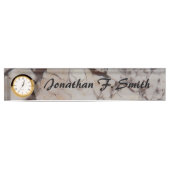 Schreibtisch mit Schreibtisch aus weißem Marmor, m Namensplakette (Vorderseite)