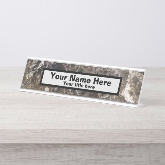 Schreibtisch mit Stone-Marmorplatte Schreibtischnamensplakette (Vorderseite )