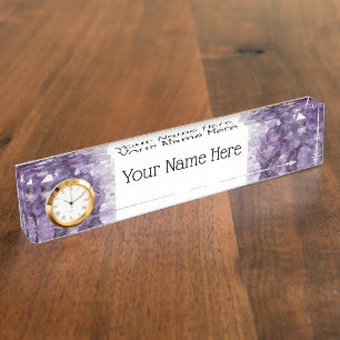 Schreibtisch-Namensplatte mit der Option Amethyst- Namensplakette