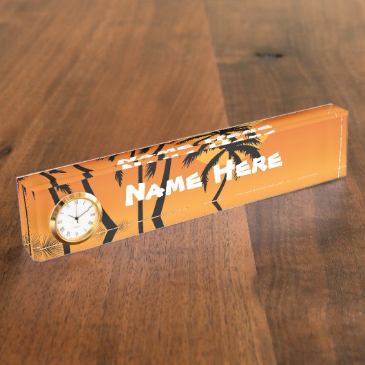 Schreibtisch Namensplatte mit Uhr Namensplakette (Seite)