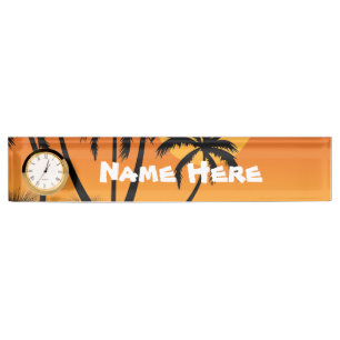 Schreibtisch Namensplatte mit Uhr Namensplakette