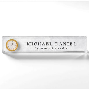 Schreibtisch Namensplatte mit Uhr - Personalisiert Namensplakette