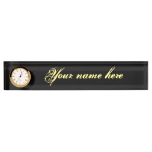 Schreibtisch-Namensschild mit Uhr Namensplakette