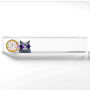 Schreibtisch Namensschild mit Uhr Namensplakette