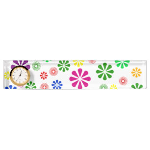 Schreibtisch "Namplate" mit Clock/Floral Daisis Namensplakette