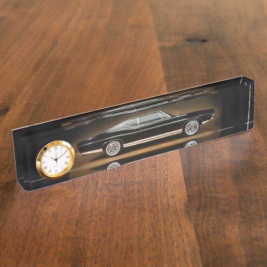 Schreibtisch-Nummernschild mit Uhramerikanerauto Namensplakette (Seite)