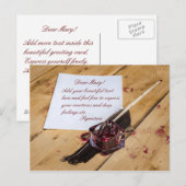 Schreibtisch, Quill und Papier individuell anpassb Postkarte (Vorne/Hinten)