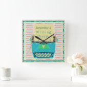 Schreibtisch Schreibraum Personalisierter Autor Bl Quadratische Wanduhr (Zuhause)