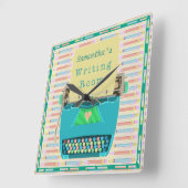 Schreibtisch Schreibraum Personalisierter Autor Bl Quadratische Wanduhr (Winkel)