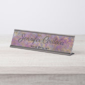 Schreibtisch Signieren Lila Abstrakte Namensplatte Schreibtischnamensplakette (Vorderseite )