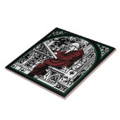 Schreibtisch und Mönch aus dem Mittelalter Fliese (Seite)