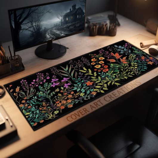 Schreibtisch, Wildblumen Lavendel und Orange Schreibtischunterlage