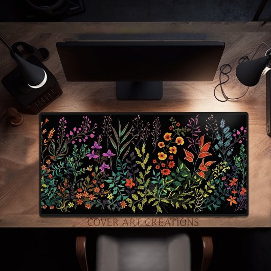 Schreibtisch, Wildblumen Lavendel und Orange Schreibtischunterlage