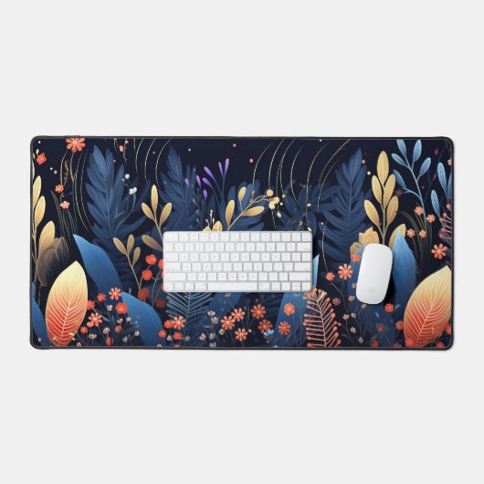 Schreibtisch, Wildblumen und Schreibtische in blau Schreibtischunterlage (Tastatur & Maus)